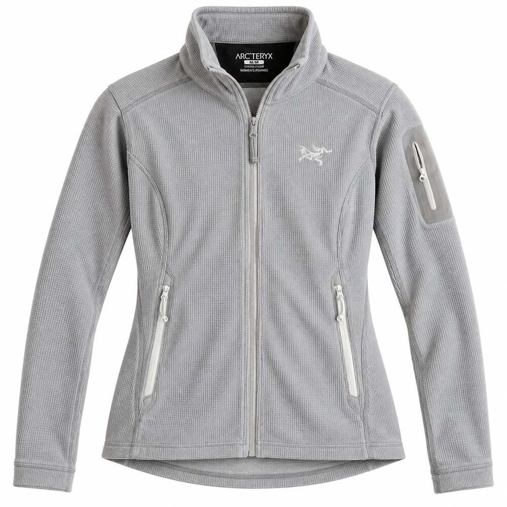 Arc'teryx Delta LT Jacket Women's M Light Gray Full Zip Grid Knit Outdoor